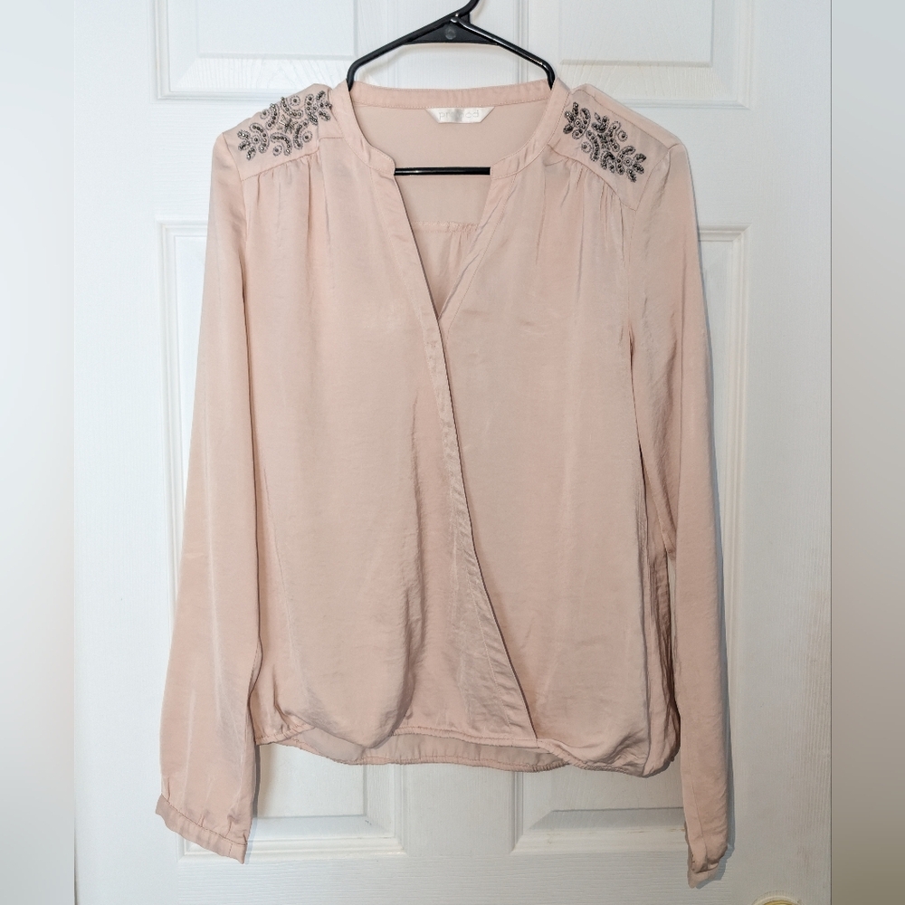 Promod Light Gold Women's Button Front Blouse